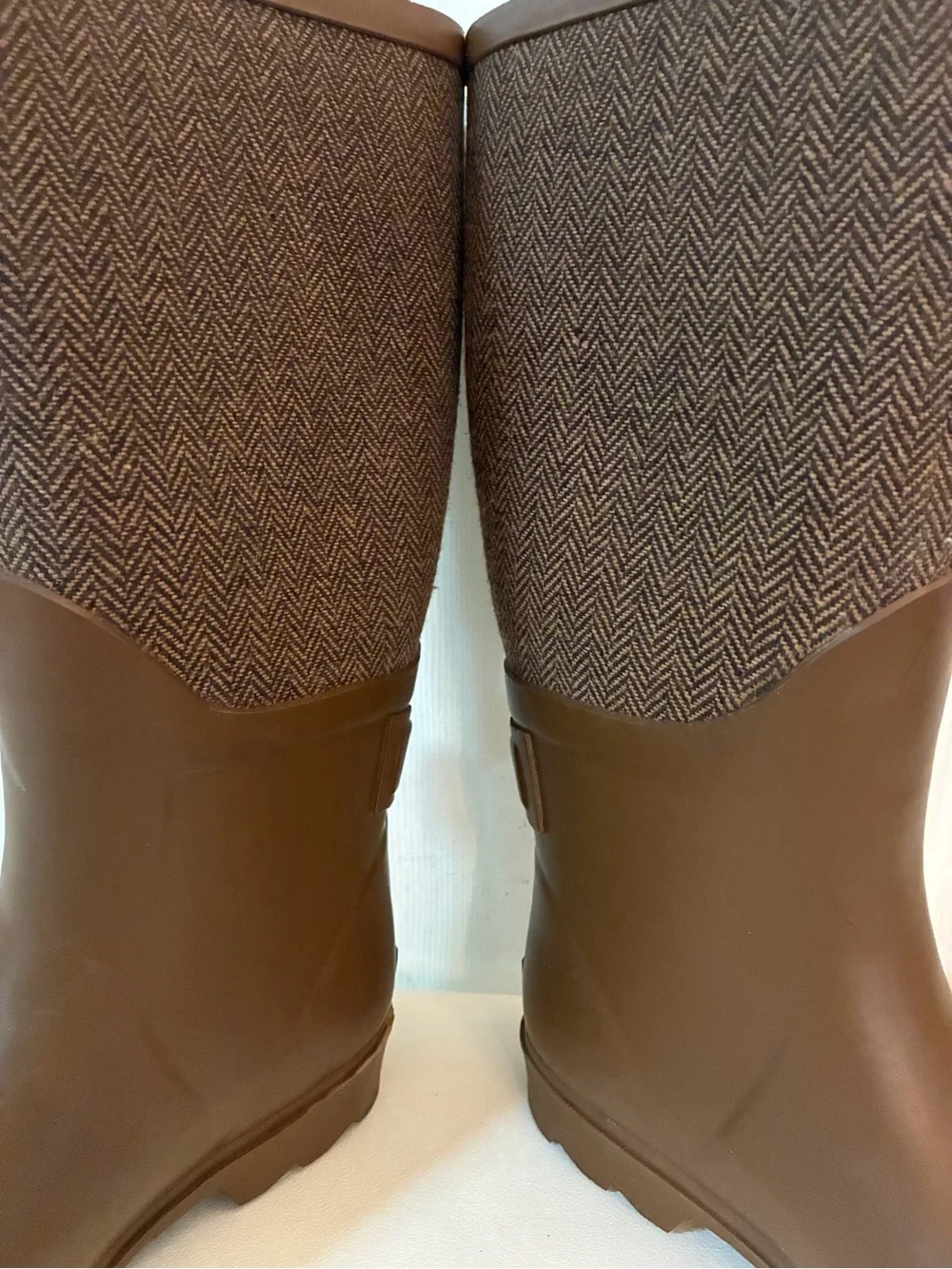 G.H. Bass Co. Lizbeth Brown Herringbone Winter Rain Boots Size 6 EUC